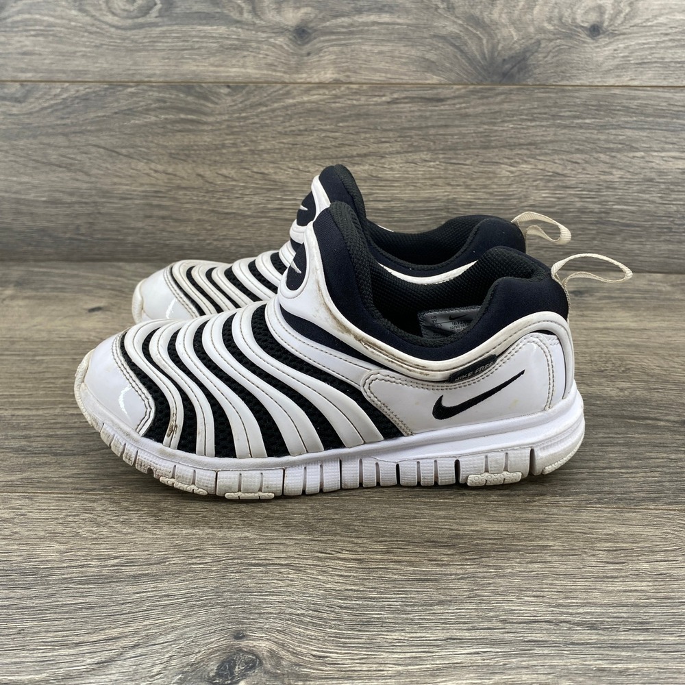 Nike Dynamo Free‎ Kids Sneakers White Black Slip On Shoes 3Y 343738-100